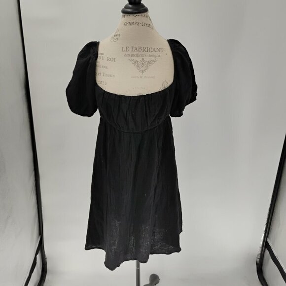 NWT PRINCESS POLLY BRAND SHORT BLACK DRESS WITH OPEN BACK LINEN BLEND GAUZE - Picture 8 of 14
